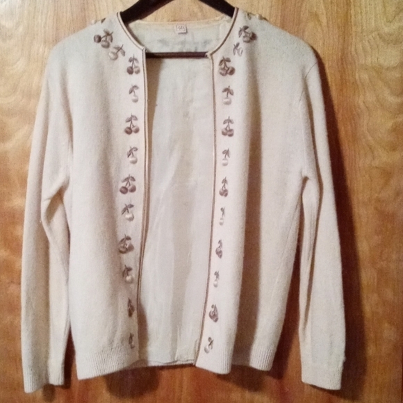 Vintage sweater tan embroidery 40 - Picture 6 of 13